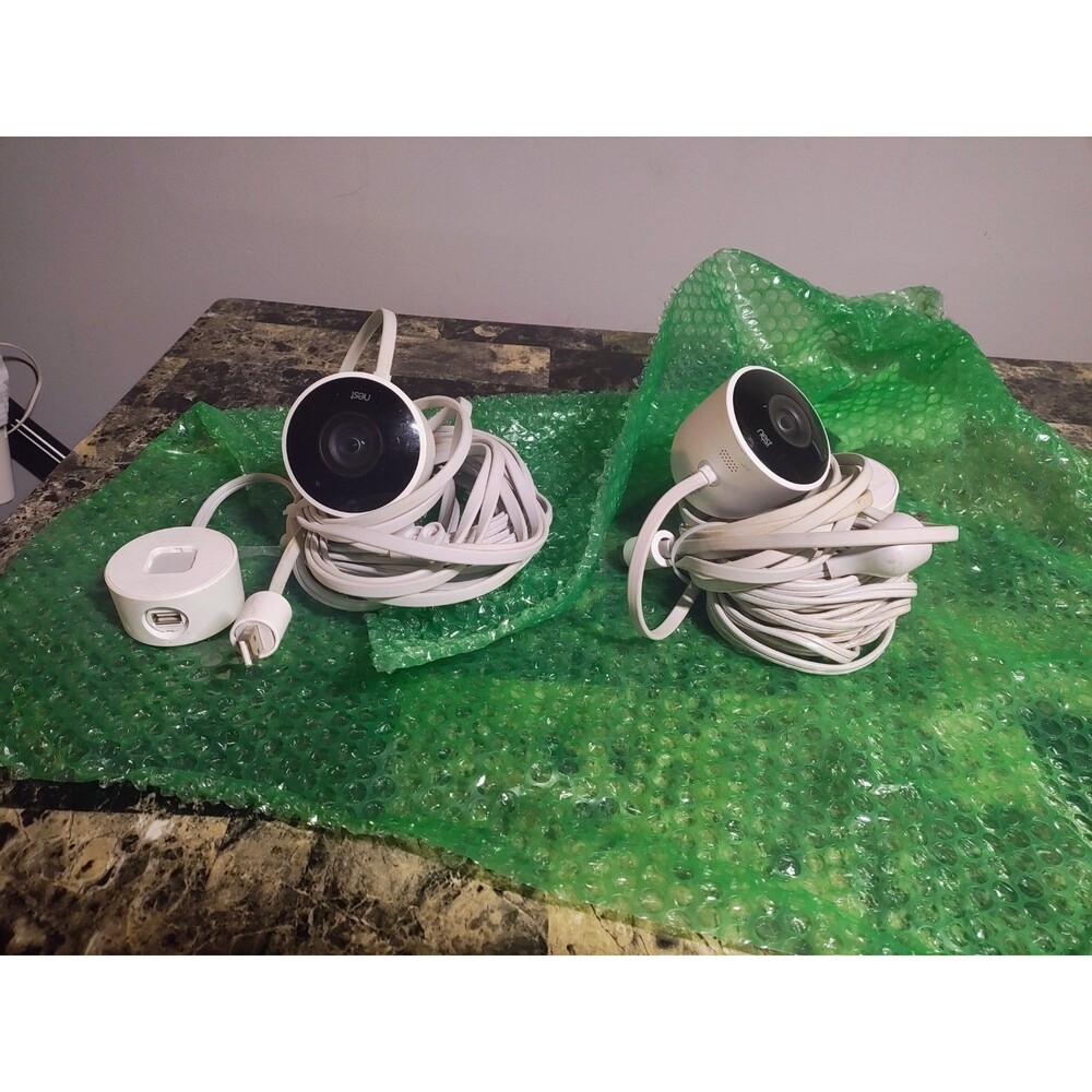 2 Google Nest Cam Outdoor Security Cameras NC2100ES – Tested Working Used